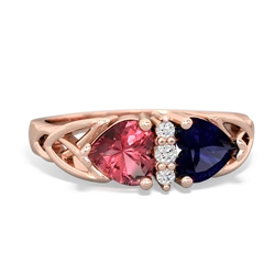 Pink Tourmaline Celtic Knot Double Heart 14K Rose Gold ring R5040