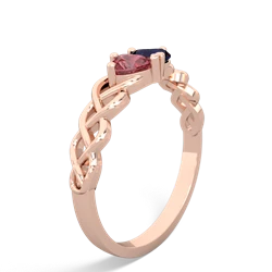 Pink Tourmaline Heart To Heart Braid 14K Rose Gold ring R5870