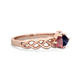 Pink Tourmaline Heart To Heart Braid 14K Rose Gold ring R5870