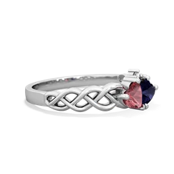 Pink Tourmaline Heart To Heart Braid 14K White Gold ring R5870