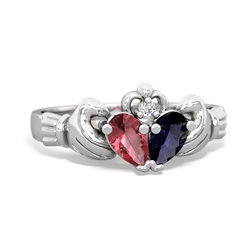 Pink Tourmaline 'Our Heart' Claddagh 14K White Gold ring R2388