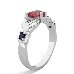 Pink Tourmaline Claddagh Keepsake 14K White Gold ring R5245