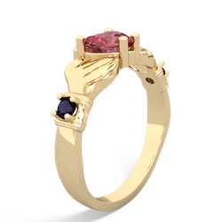 Pink Tourmaline Claddagh Keepsake 14K Yellow Gold ring R5245