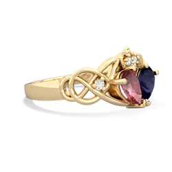 Pink Tourmaline 'One Heart' Celtic Knot Claddagh 14K Yellow Gold ring R5322