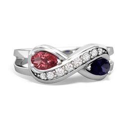 Pink Tourmaline Diamond Infinity 14K White Gold ring R5390