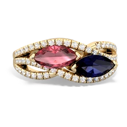 Pink Tourmaline Diamond Rivers 14K Yellow Gold ring R3070