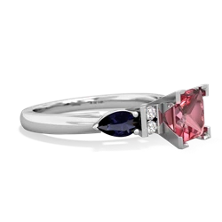 Pink Tourmaline 6Mm Princess Eternal Embrace Engagement 14K White Gold ring C2002