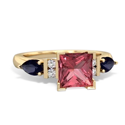 Pink Tourmaline 6Mm Princess Eternal Embrace Engagement 14K Yellow Gold ring C2002