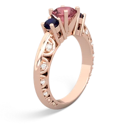 Pink Tourmaline Art Deco Eternal Embrace Engagement 14K Rose Gold ring C2003