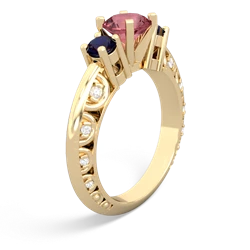 Pink Tourmaline Art Deco Eternal Embrace Engagement 14K Yellow Gold ring C2003