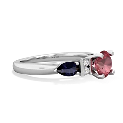 Pink Tourmaline 6Mm Round Eternal Embrace Engagement 14K White Gold ring R2005