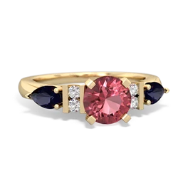 Pink Tourmaline 6Mm Round Eternal Embrace Engagement 14K Yellow Gold ring R2005