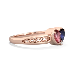 Pink Tourmaline Filligree 'One Heart' 14K Rose Gold ring R5070