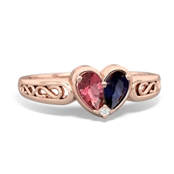 Pink Tourmaline Filligree 'One Heart' 14K Rose Gold ring R5070