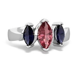 Pink Tourmaline Three Peeks 14K White Gold ring R2433