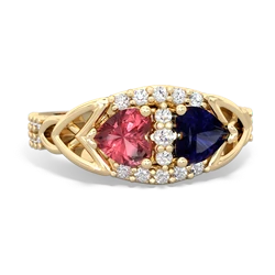 Pink Tourmaline Sparkling Celtic Knot 14K Yellow Gold ring R2645