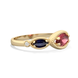 Pink Tourmaline Milgrain Marquise 14K Yellow Gold ring R5700