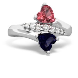 Pink Tourmaline Heart To Heart 14K White Gold ring R2064