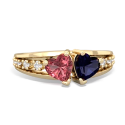 Pink Tourmaline Heart To Heart 14K Yellow Gold ring R3342