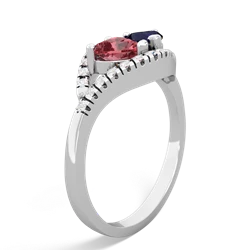 Pink Tourmaline Mother And Child 14K White Gold ring R3010