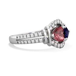 Pink Tourmaline Art-Deco Keepsake 14K White Gold ring R5630