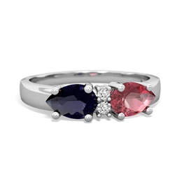 Pink Tourmaline Pear Bowtie 14K White Gold ring R0865