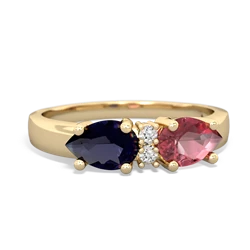 Pink Tourmaline Pear Bowtie 14K Yellow Gold ring R0865