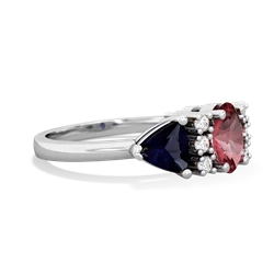 Pink Tourmaline Antique Style Three Stone 14K White Gold ring R2186