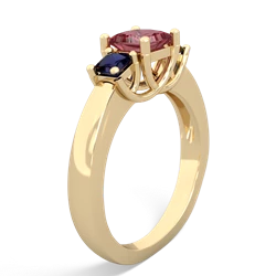 Pink Tourmaline Three Stone Trellis 14K Yellow Gold ring R4015