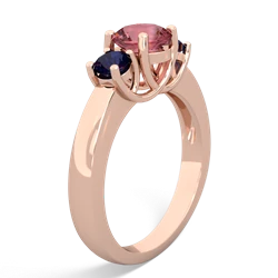 Pink Tourmaline Three Stone Round Trellis 14K Rose Gold ring R4018