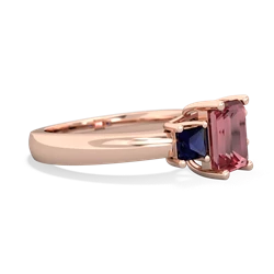 Pink Tourmaline Three Stone Emerald-Cut Trellis 14K Rose Gold ring R4021