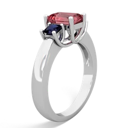 Pink Tourmaline Three Stone Emerald-Cut Trellis 14K White Gold ring R4021