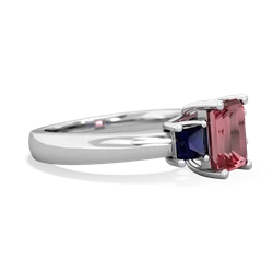 Pink Tourmaline Three Stone Emerald-Cut Trellis 14K White Gold ring R4021