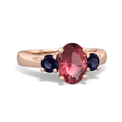 Pink Tourmaline Three Stone Oval Trellis 14K Rose Gold ring R4024