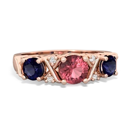 Pink Tourmaline Hugs And Kisses 14K Rose Gold ring R5016