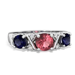 Pink Tourmaline Hugs And Kisses 14K White Gold ring R5016