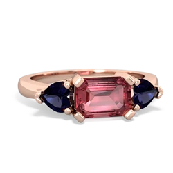 Pink Tourmaline Three Stone 14K Rose Gold ring R5235