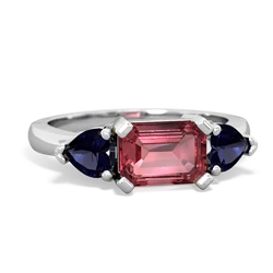 Pink Tourmaline Three Stone 14K White Gold ring R5235