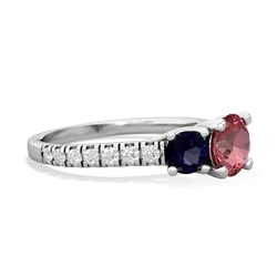 Pink Tourmaline Pave Trellis 14K White Gold ring R5500