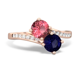 Pink Tourmaline Channel Set Two Stone 14K Rose Gold ring R5303