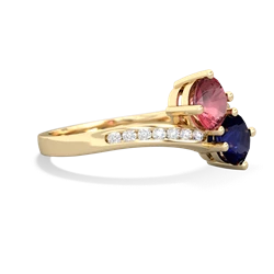 Pink Tourmaline Channel Set Two Stone 14K Yellow Gold ring R5303