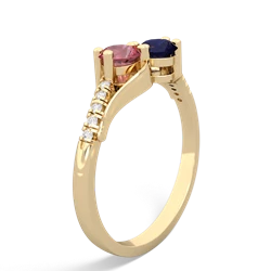 Pink Tourmaline Infinity Pave Two Stone 14K Yellow Gold ring R5285