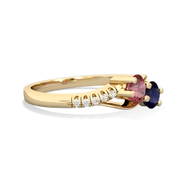 Pink Tourmaline Infinity Pave Two Stone 14K Yellow Gold ring R5285