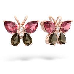 Pink Tourmaline Butterfly 14K Rose Gold earrings E2215