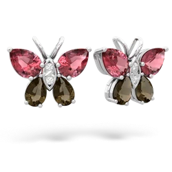 Pink Tourmaline Butterfly 14K White Gold earrings E2215