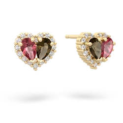 Pink Tourmaline Halo 14K Yellow Gold earrings E7008