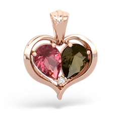 Pink Tourmaline Two Become One 14K Rose Gold pendant P5330