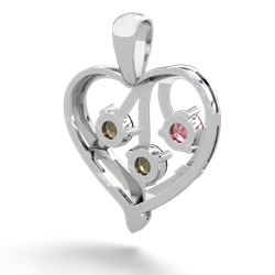 Pink Tourmaline Glowing Heart 14K White Gold pendant P2233