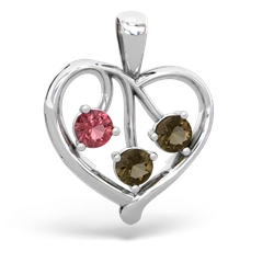 Pink Tourmaline Glowing Heart 14K White Gold pendant P2233