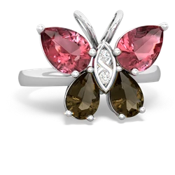 Pink Tourmaline Butterfly 14K White Gold ring R2215